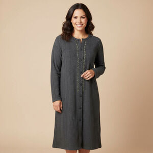 Vtg ALEJANDRO JULIAN Shirt Dress Charcoal Grey Lagenlook Rustic sz M cotton